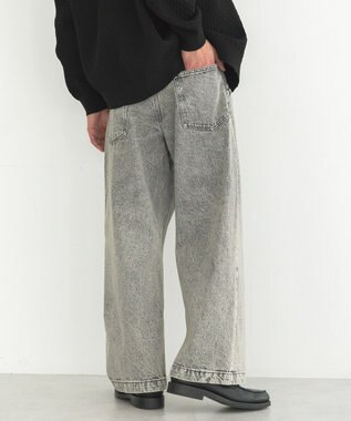 CRAFT STANDARD BOUTIQUE ハイブリーチケミカル加工デニムワイドパンツ Black