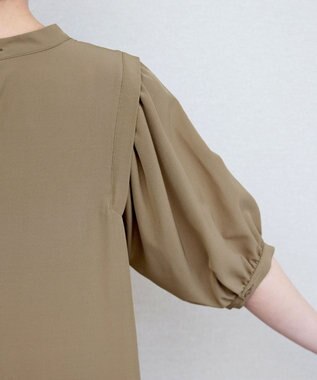 Tiaclasse 【洗える】ボリュームパフスリーブAラインワンピース ベージュ