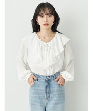 earth music&ecology ラッフルカラーブラウス