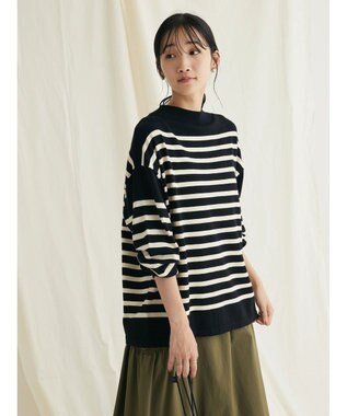 CRAFT STANDARD BOUTIQUE とてもちボーダーニットプルオーバー Black