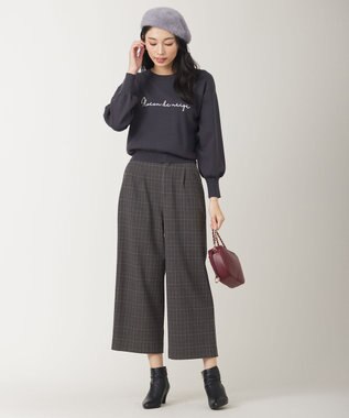 ANY SIS 【洗える】ロゴ刺繍 ニット チャコール×アイボリー