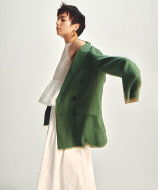 uncrave リネンオックスフォード ビッグジャケット グリーン