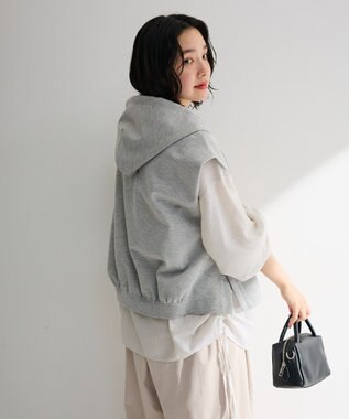 Green Parks フード付ベスト Gray Mixture