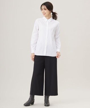 J.PRESS LADIES 【WEB限定カラーあり・洗える】ツムギート flannel ワイド クロップド パンツ ブラック系