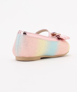 ANY KIDS キラキラリボンパンプス ピンク×レインボー