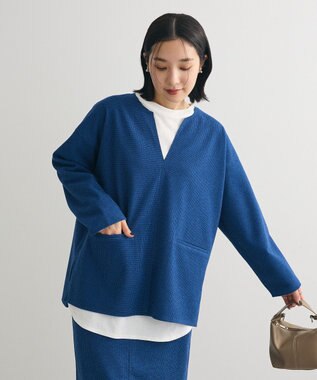 Green Parks 柄圧縮ポンチキーネックプルオーバー Blue