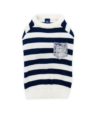 PET PARADISE J.PRESS ボーダー綿ニット 小型犬 ホワイト×ネイビー