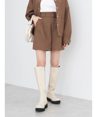 earth music&ecology ベルト付きショートパンツ Mocha