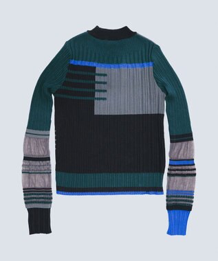 COQ CONCORD カラーブロックリブニット ダークグリーン