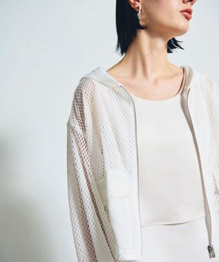 GRACE CONTINENTAL メッシュコンビフーディー ホワイト