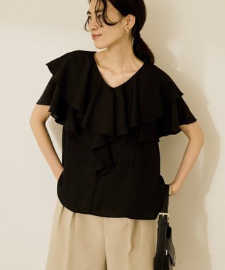 AMERICAN HOLIC イージーケアフリルシャツ Black