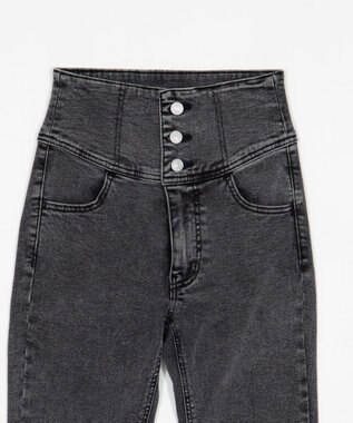 WEGO 【ストレッチ/美脚/脚長シルエット/XSSMサイズ展開】ハイウエストストレッチフレアデニムパンツ ブラックその他