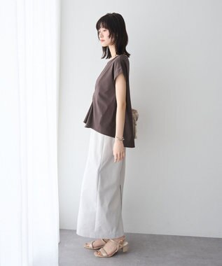 YECCA VECCA ピン付きドレープカットソー Charcoal Gray