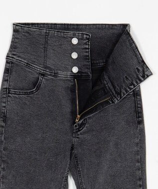 WEGO 【ストレッチ/美脚/脚長シルエット/XSSMサイズ展開】ハイウエストストレッチフレアデニムパンツ ブラックその他