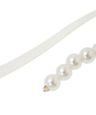 Maison de FLEUR パールサテンリボンバレッタ Ivory
