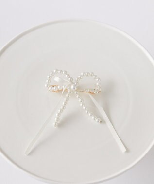 Maison de FLEUR パールサテンリボンバレッタ Ivory