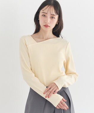 earth music&ecology アシメネックリブプルオーバー