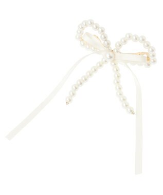 Maison de FLEUR パールサテンリボンバレッタ Ivory
