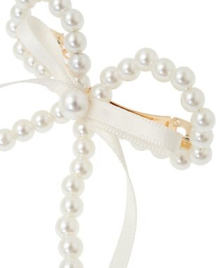 Maison de FLEUR パールサテンリボンバレッタ Ivory