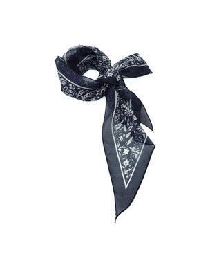 Marca ＜洗えるシルク＞【Marcaオリジナル】小枝更紗 ウォッシャブル シルクローン剣先ストール ネイビー