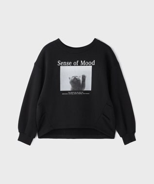 GRACE CONTINENTAL Catphoto裏毛トップ ブラック