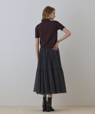 GRACE CONTINENTAL チュールティアードスカート グレー