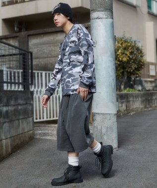 WEGO 【ユニセックス着用ITEM】ピグメントグラフィックショーツ ブラックその他