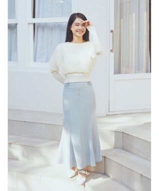 earth music&ecology チュールドッキングニットプルオーバー Ivory