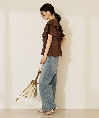 AMERICAN HOLIC イージーケアフリルシャツ Chocolat