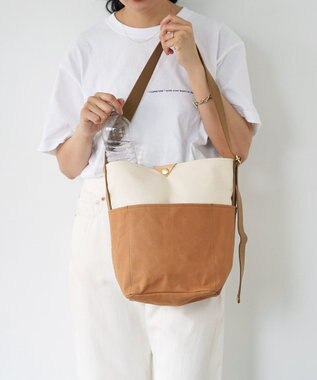 NIZYU KANO TWO-TONEショルダーバッグ Sサイズ 生成り×キャメル