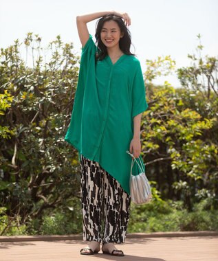 Green Parks ハシゴレースレーヨンクレープチュニック Green