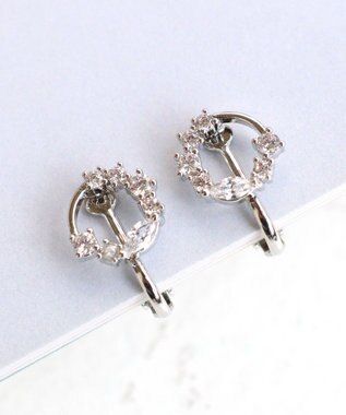 Tiaclasse 【金属アレルギー対応】　サークルストーンイヤリング シルバー