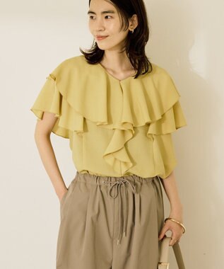 AMERICAN HOLIC イージーケアフリルシャツ Mustard