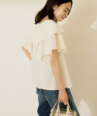 AMERICAN HOLIC イージーケアフリルシャツ Off White