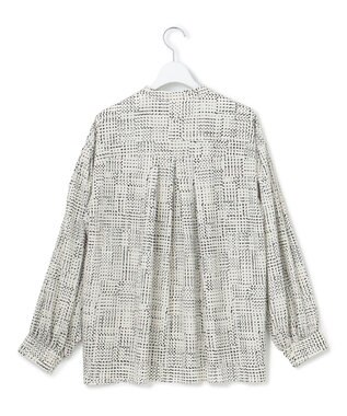 23区 【洗える】モノクロトーンプリント ブラウス アイボリー系