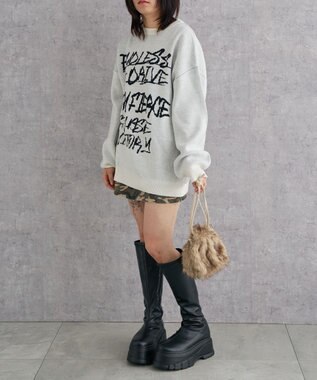 WEGO ファー巾着チェーンショルダー ブラウンその他