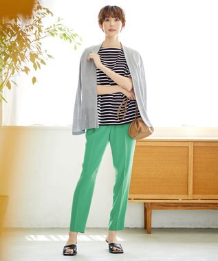 ICB 【人気のため新色追加・洗える】Naiaバックサテン テーパードパンツ パイングリーン系