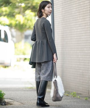 23区 S 【Sサイズ限定】ヴィスコースストレッチ ペプラムデザイン ニット グレー系