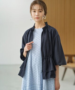 組曲 S 【洗える・シワになりにくい】シアーブルゾン ネイビー系