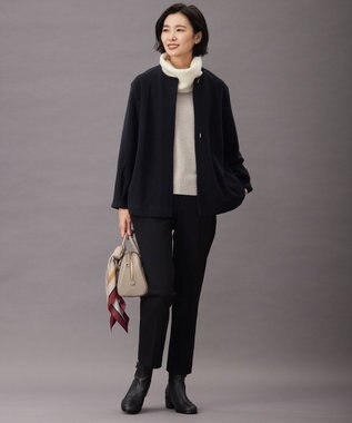 J.PRESS LADIES S ブークレー ノーカラーアウター ネイビー系