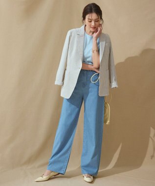 23区 【WEB限定/洗える】23区DENIM ライトダンガリー ワイドパンツ スカイブルー