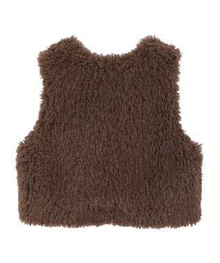 earth music&ecology フェイクファーショートジレ Brown