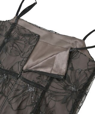 YECCA VECCA 【2点SET】フラワー柄スパンコール刺繍ドレス Charcoal Gray
