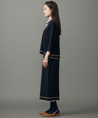 自由区 S レーヨンストレッチスキッパー ニット ネイビー