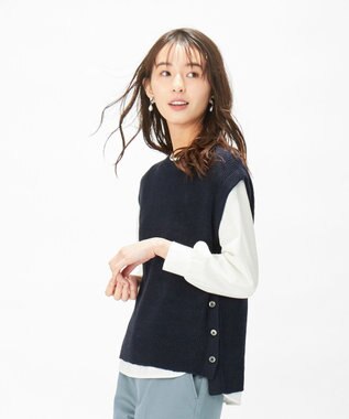 洗える】リネンコットン片畦ベスト / J.PRESS LADIES L | ファッション