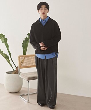 WEGO スキッパーニットポロ ブラック