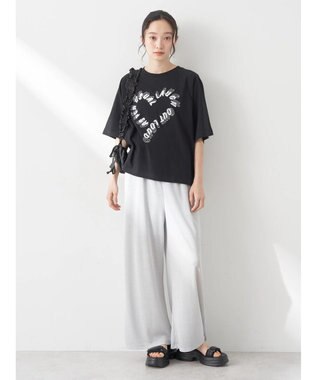 earth music&ecology ラメ刺繍ハートロゴＴ Black