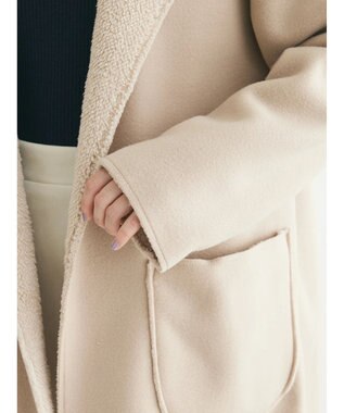 Green Parks ２ｗａｙフード裏ボアミディ丈コーディガン Beige