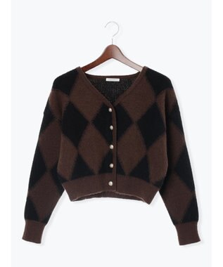 Te chichi アーガイルジャガードVネックカーディガン ブラウン