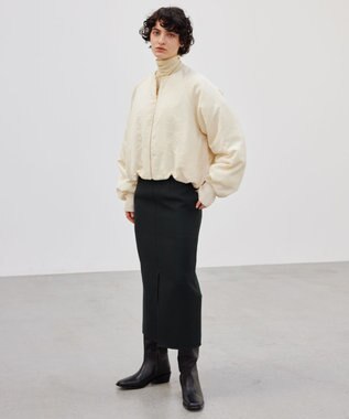 BEIGE， GRANET / ウールリバーIラインスカート Green×Top